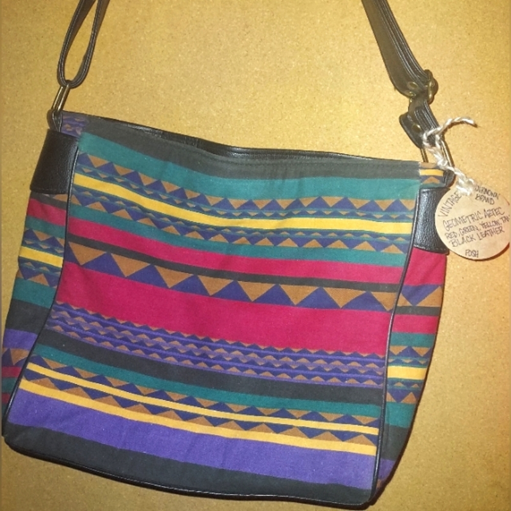 ⚜️ Vintage ⚜️ Aztec Style ⚜️ Geometric Pattern ⚜️ Large Canvas Purse ⚜️